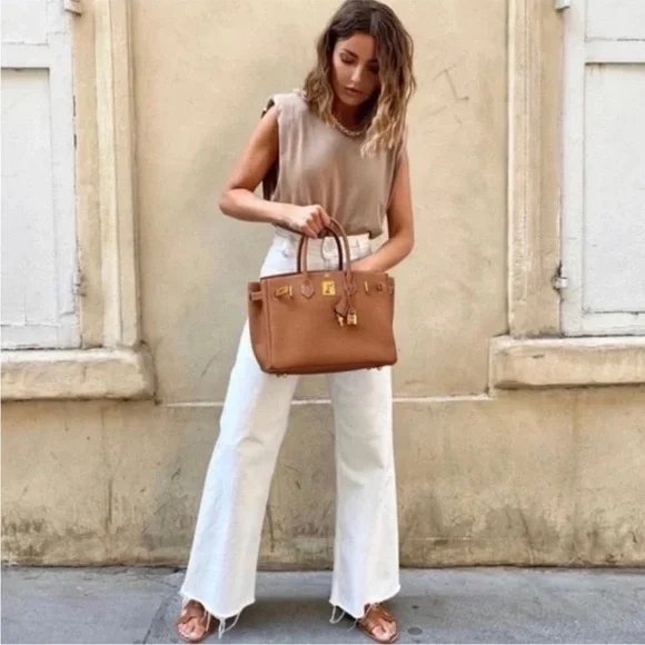 Zara Marine cropped high waisted jeans in white cotton - Picture 3 of 11